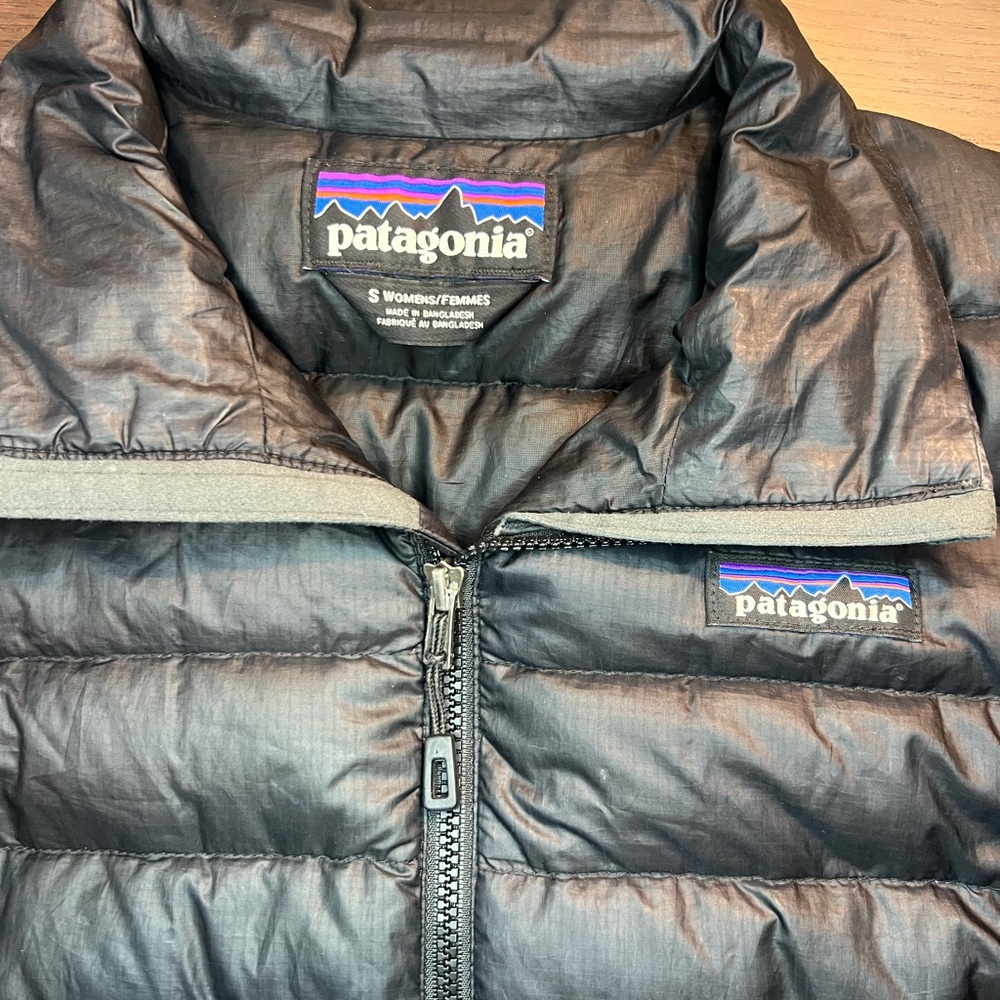 Womens Patagonia Black 800 Down Fill Puffer Full Zip Coat Jacket Size Small